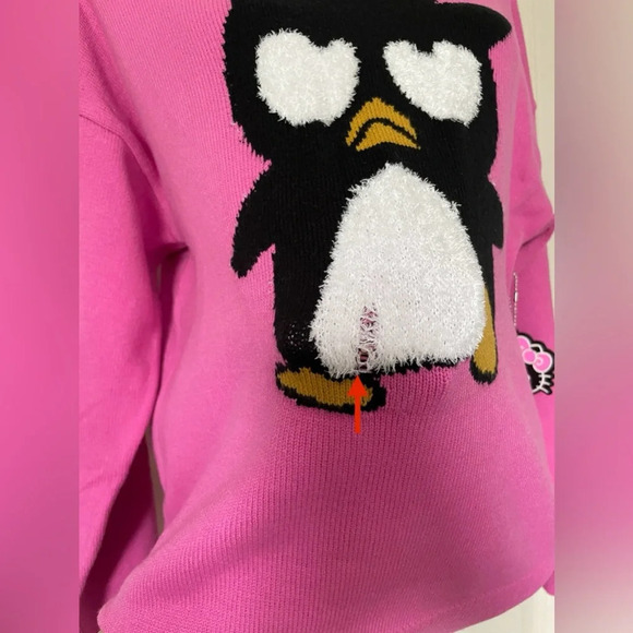 Hello Kitty and Friends x Forever 21 Badtz-Maru Penguin Pink Graphic Sweatshirt - Picture 6 of 9